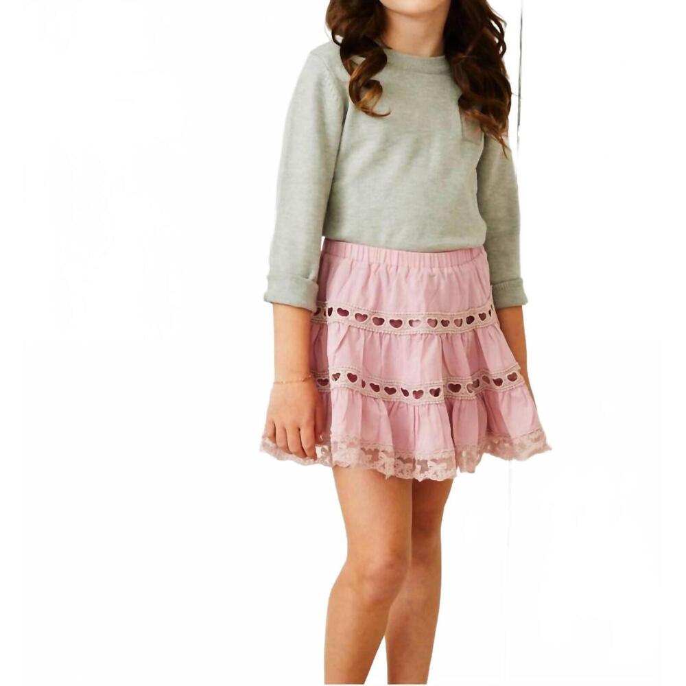 NEW THEME sofia heart bow lace mini skirt in ballet pink